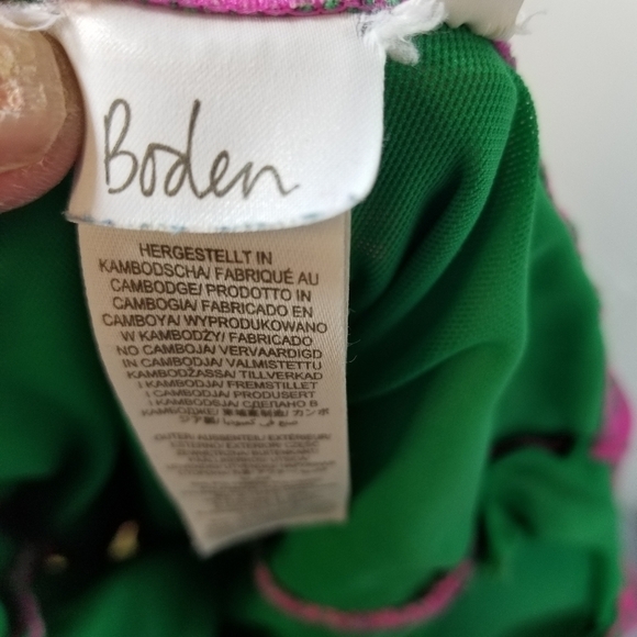 Boden Talamanca pink green geometric print ruched one piece swimsuit - Picture 5 of 10